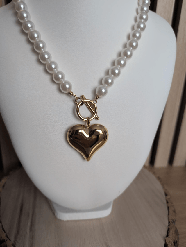 Collier coeur et perles 