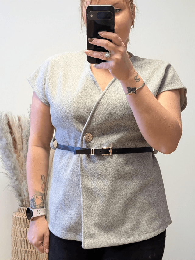Top Calie avec ceinture gris TU 34/40