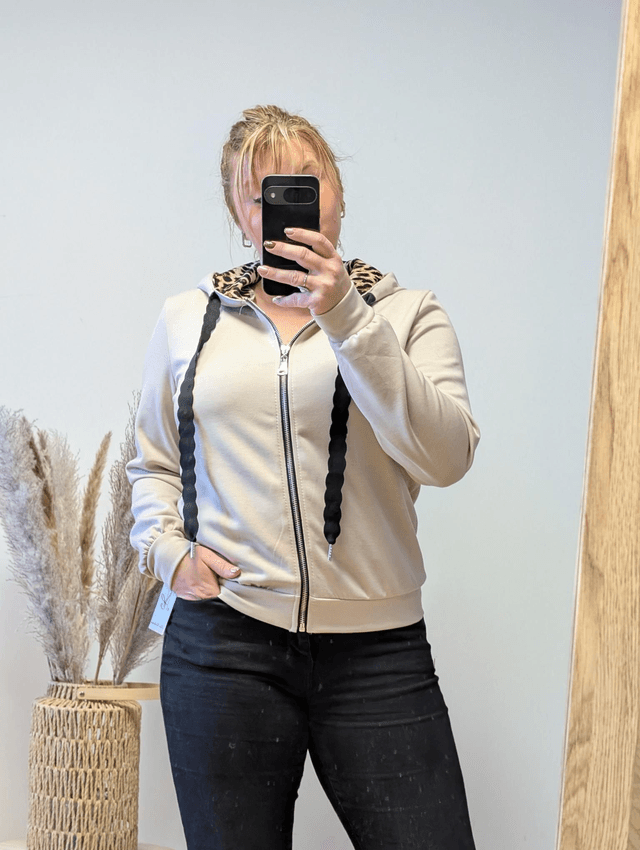 Veste capuche léopard beige TU 34/40