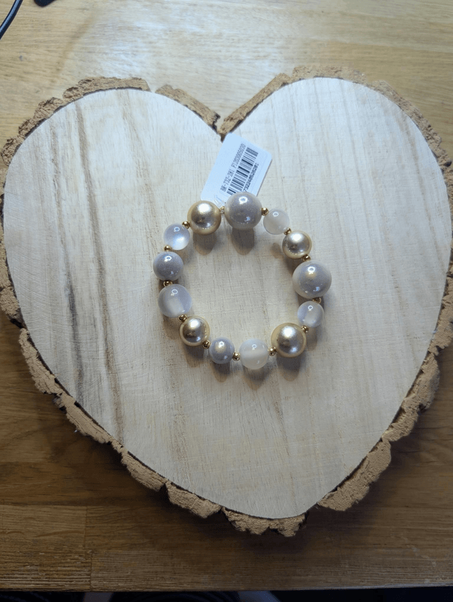 Bracelet élastique grosse perle blanc 