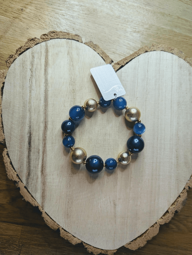 Bracelet élastique perles marine 