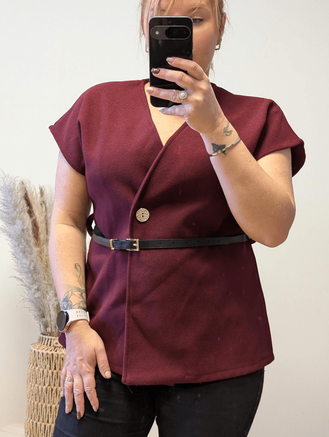 Top Calie avec ceinture bordeaux TU 34/40