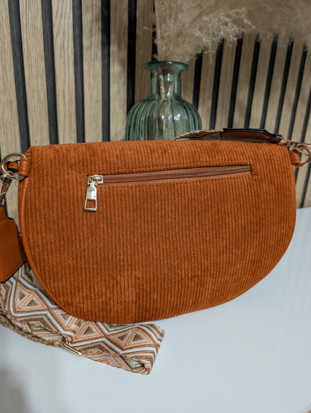 Sac banane en velours terracotta 