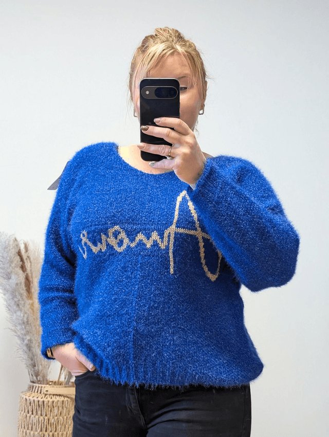 Pull Amour bleu roi TU 36/44