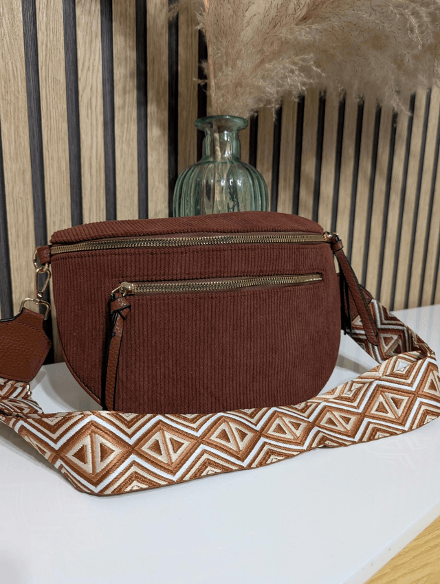Sac banane velours chocolat 