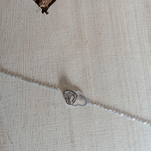 Bracelet double coeur argenté