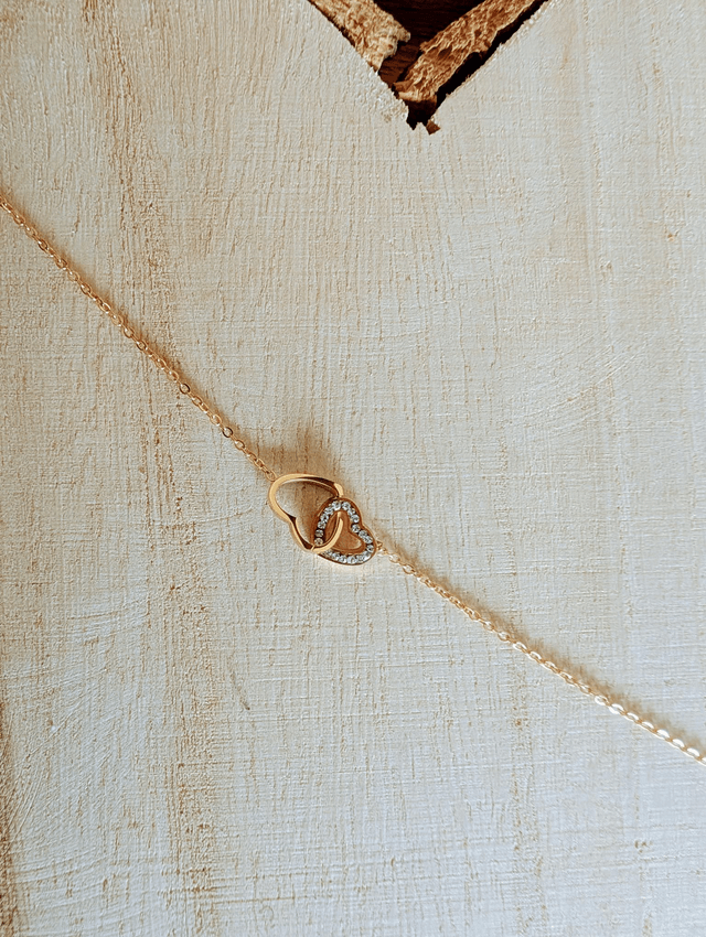 Bracelet double coeur doré
