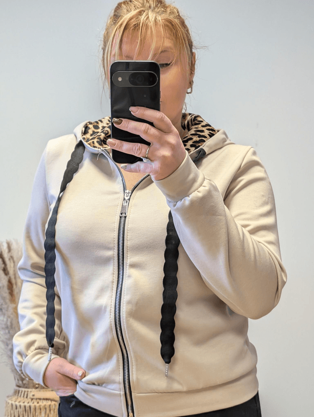 Veste capuche léopard beige TU 34/40