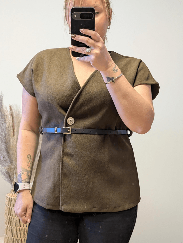 Top Calie avec ceinture chocolat TU 34/40