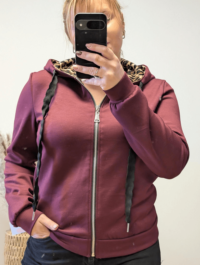 Veste capuche léopard bordeaux TU 34/40