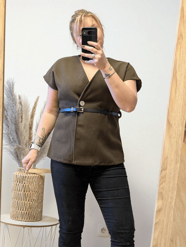 Top Calie avec ceinture chocolat TU 34/40
