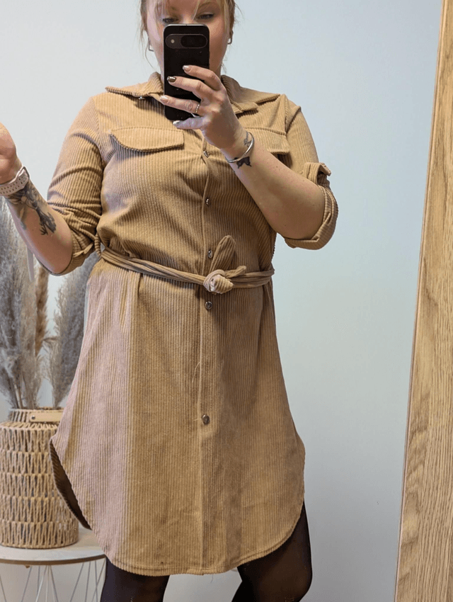 Robe Tina velours camel TU 34/40