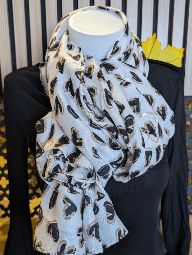 foulard coeur beige 