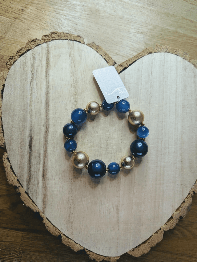 Bracelet élastique perles marine 