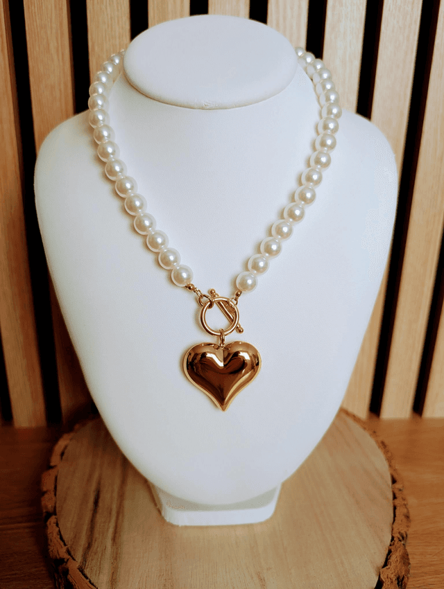 Collier coeur et perles 
