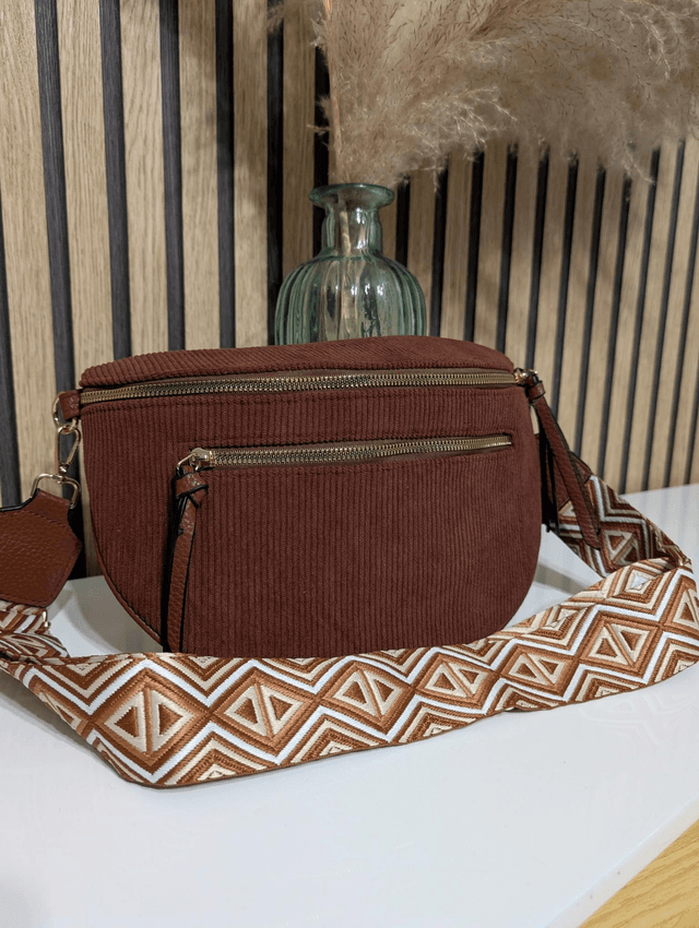 Sac banane velours chocolat 