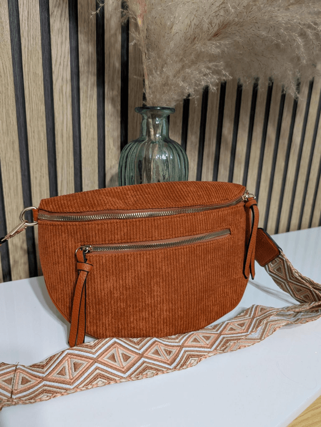 Sac banane en velours terracotta 