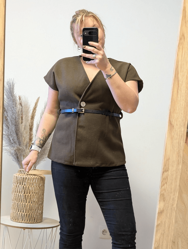 Top Calie avec ceinture chocolat TU 34/40